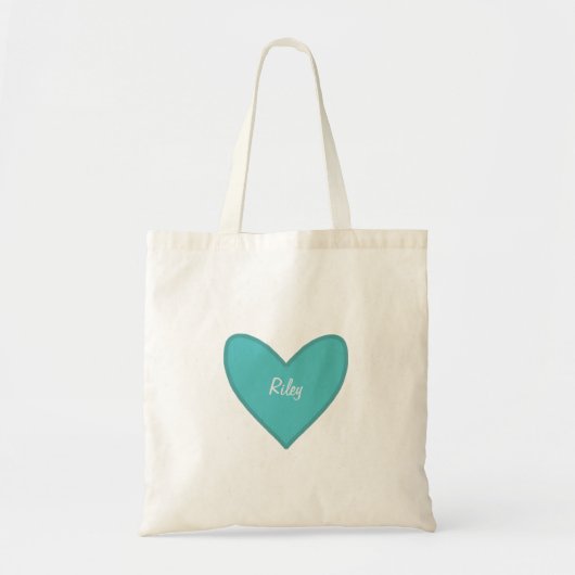 Blauwgroen Groot Hart Valentijn’s Day Tote Bag (Voorkant)