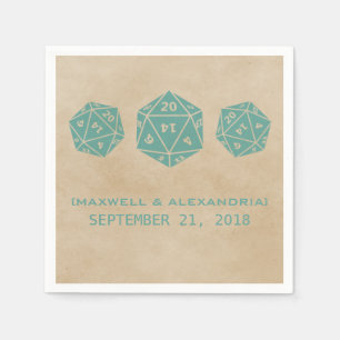 Blauwgroen Grunge D20-desktop Gamer Paper Napkins Servetten