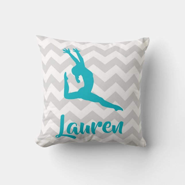 Blauwgroen Gymnastiek Sierkussen (Voorkant)