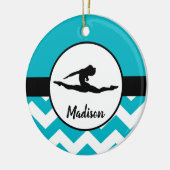 Blauwgroen gymnastiekornament keramisch ornament (Links)