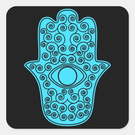 Blauwgroen Hamsa-Hand van Miriam-Hand van Fatima.p Vierkante Sticker (Voorkant)