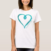 Blauwgroen Hand Drawn Heart Tshirt (Voorkant)