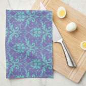 Blauwgroen handdoek op Paars 2 (Quarter Fold)