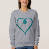 Blauwgroen handgeschreven heart Sweatshirt (Voorkant)