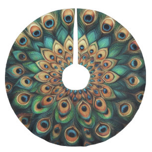 Blauwgroen harde pastels tekenen pauwenveren kerstboom rok