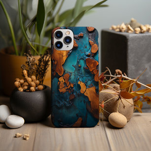 Blauwgroen hars en Burl Wood Design iPhone 13 Pro Max Hoesje