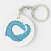 Blauwgroen hart draak wit sleutelhanger (Achterkant)