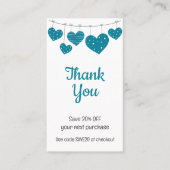 Blauwgroen hart Garland Korting Kaart (Voorkant)