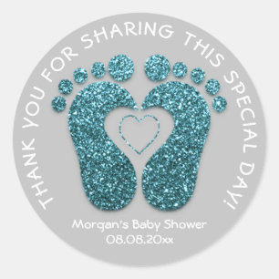 Blauwgroen hartslag Baby shower gunst Blauwgroen G Ronde Sticker