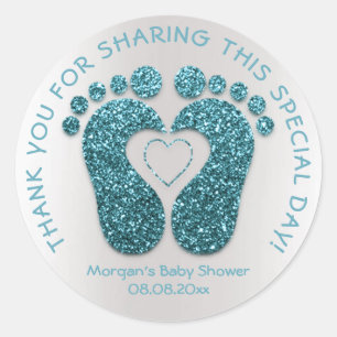 Blauwgroen hartslag Baby shower gunst Hartelijk da Ronde Sticker