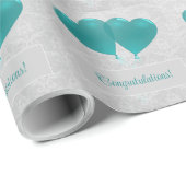 Blauwgroen Heart Balloons Wrapping Paper Cadeaupapier (Rol Hoek)