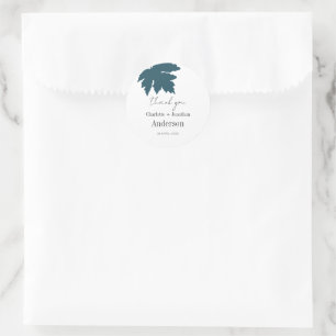 Blauwgroen herfst maple Leaf Wedding Favors Bedank Ronde Sticker
