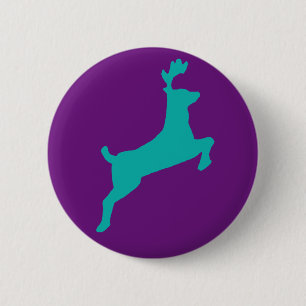 Blauwgroen herten ronde button 5,7 cm