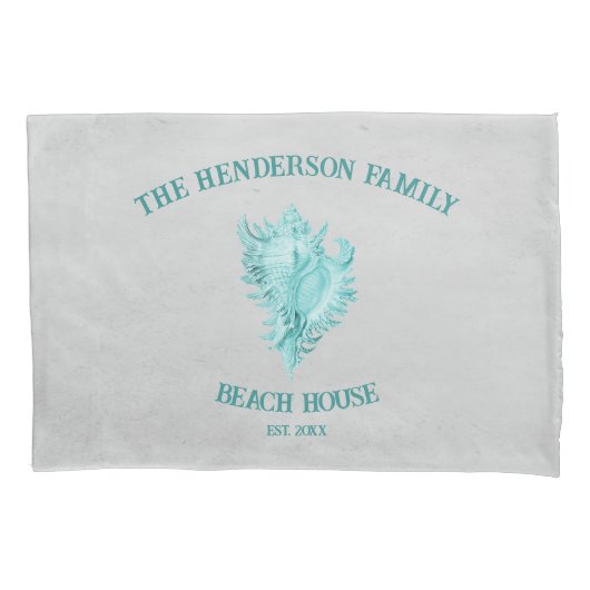 Blauwgroen Hoesje Shell Pillow Kussensloop (Voorkant)