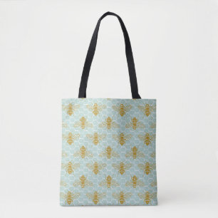 Blauwgroen Honeycomb Golden bijen Draagtas