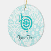 Blauwgroen horn keramisch ornament (Links)