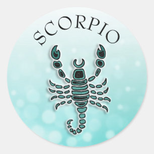 Blauwgroen Horoscoop Scorpio Ronde Sticker