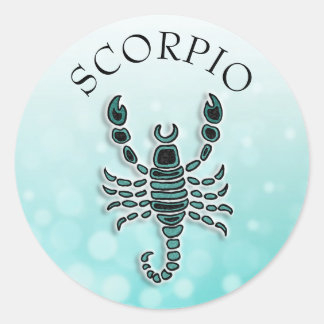 Blauwgroen Horoscoop Scorpio Ronde Sticker