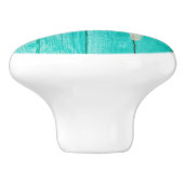 Blauwgroen hout en staarten strand Elegant grafisc Keramische Knop (Zijkant)