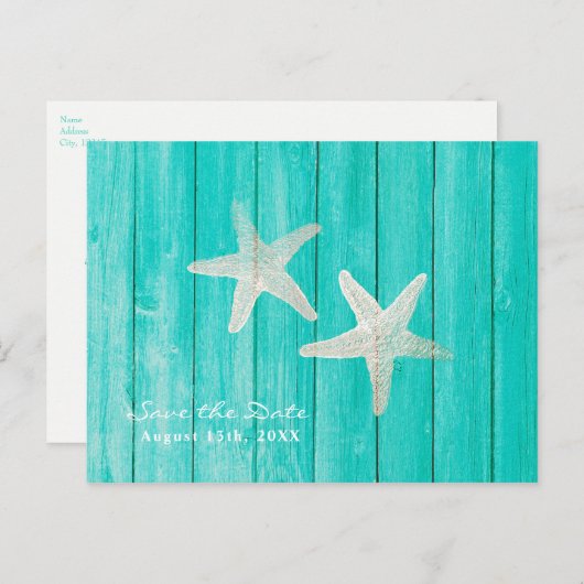 Blauwgroen hout en staartroep Elegant Opslaan Datu Aankondigingskaart (Voorkant / Achterkant)