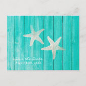 Blauwgroen hout en staartroep Elegant Opslaan Datu Aankondigingskaart (Voorkant)