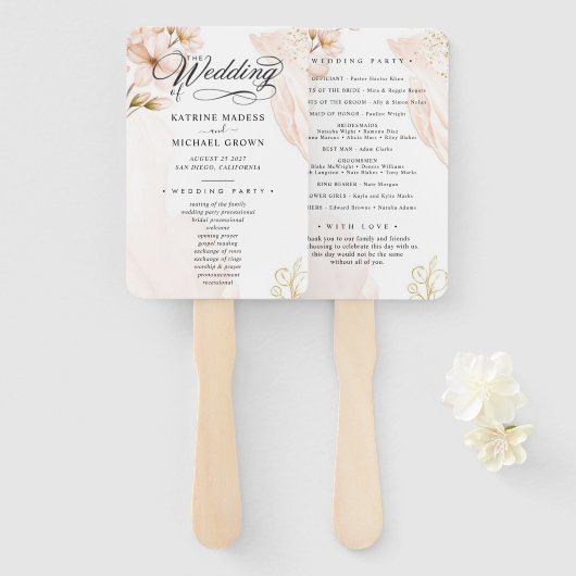 Blauwgroen huwelijksprogramma Hand Fan Handwaaier (Voorkant en achterkant)