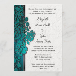 Blauwgroen huwelijksuitnodiging door Damask Kaart