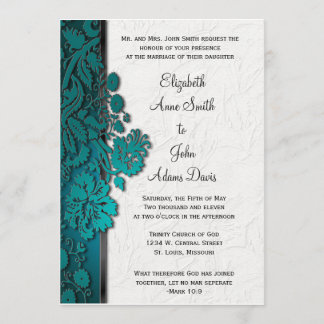 Blauwgroen huwelijksuitnodiging door Damask Kaart