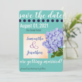 Blauwgroen hydrangea Sparen de DatumKaart van het  Save The Date (Staand voorkant)