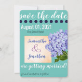 Blauwgroen hydrangea Sparen de DatumKaart van het  Save The Date (Voorkant)