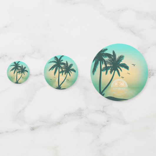 Blauwgroen ID581 van Tropical Isle Sunrise Wedding Confetti (Achterkanten)