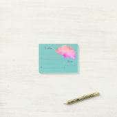 Blauwgroen Ik bevestig roze florale waterverf  Post-it® Notes (Op bureau)