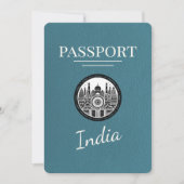 Blauwgroen Indiaas paspoort Bewaar de datum Save The Date (Voorkant)