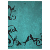 Blauwgroen individueel klembord Lovevogels (Achterkant)