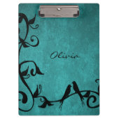 Blauwgroen individueel klembord Lovevogels (Voorkant)