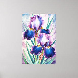 *~* Blauwgroen Iris Bloem Artsy Iris Schilderen AP Canvas Afdruk