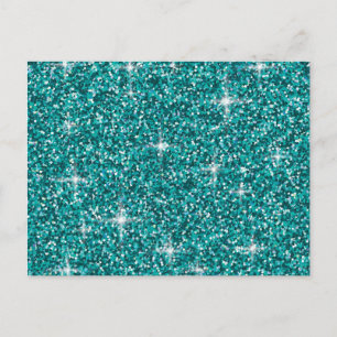 Blauwgroen ironische glitter briefkaart