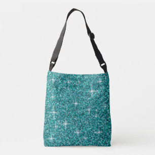 Blauwgroen ironische glitter crossbody tas