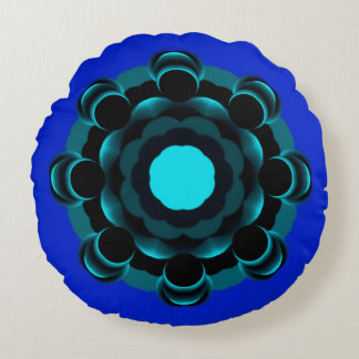 Blauwgroen-ish Mandala Design ~ 7.25.24.2 Rond Kussen