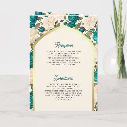 Blauwgroen Ivoor Bloemen Alles in een Sikh bruilof (Achterkant)