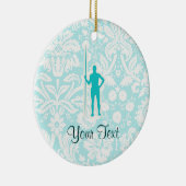 Blauwgroen Javelin Throw Keramisch Ornament (Rechts)