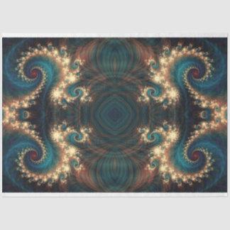 Blauwgroen Jewel Fractal Abstract 2 ontkoppeling Tissuepapier