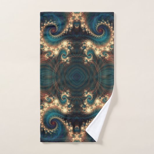 Blauwgroen Jewel Fractal Bath Towel Set Bad Handdoek (Handdoek)