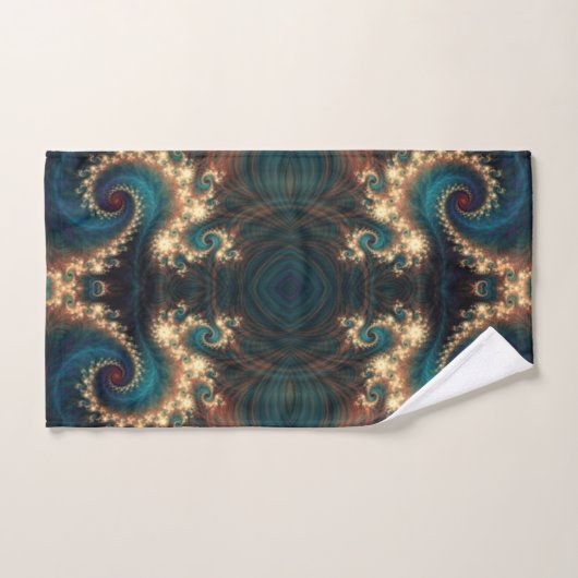 Blauwgroen Jewel Fractal Bath Towel Set Bad Handdoek (Handdoek)