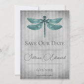 Blauwgroen Jeweled Dragonfly Save the Date Aankondiging (Voorkant)