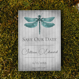 Blauwgroen Jeweled Dragonfly Save the Date Aankondiging