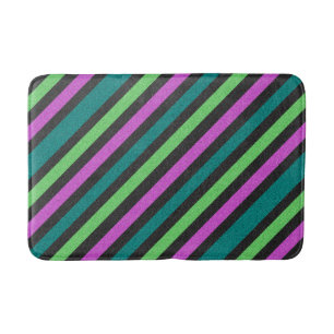 Blauwgroen, kalkgroen, hot-roze glitter Striped ST Badmat