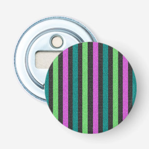 Blauwgroen, kalkgroen, hot-roze glitter Striped ST Button Flesopener
