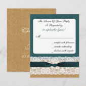 Blauwgroen kant en bruiloft RSVP kaartje (Voorkant / Achterkant)