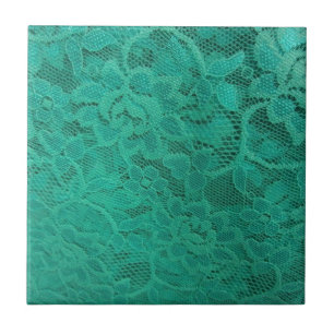 Blauwgroen kant tegeltje